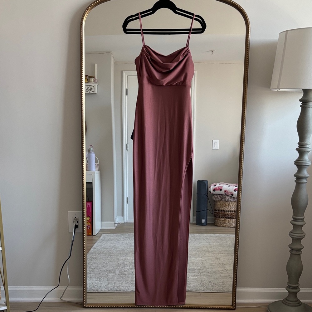 Windsor Mauve Cowl Neck Spaghetti Strap Maxi Dress